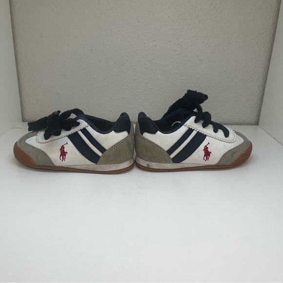 Ralph Lauren Polo White Blue Red Sneaker Kids Size 5 - Picture 2 of 8